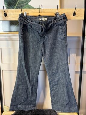 Boom Boom Jeans Dark Blue Denim Wide-Leg Pants with Ring Detail Size 15